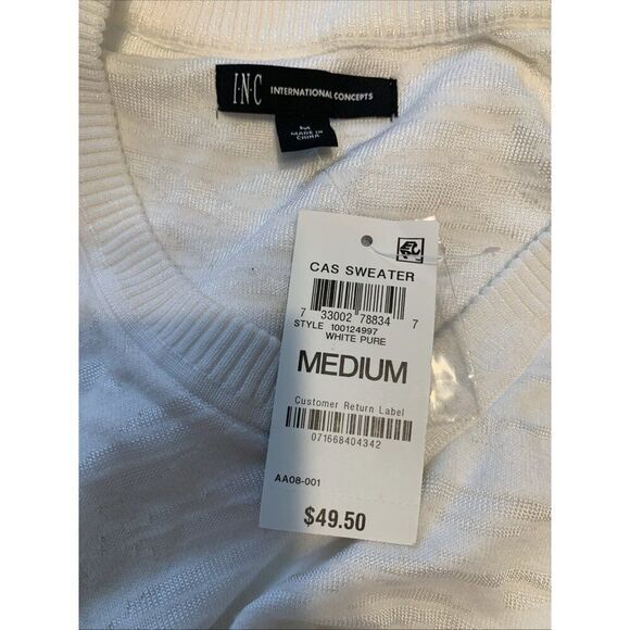 inc international concepts Mens New Solid White V Neck Sleeveless Sweater Vest M - Picture 3 of 6